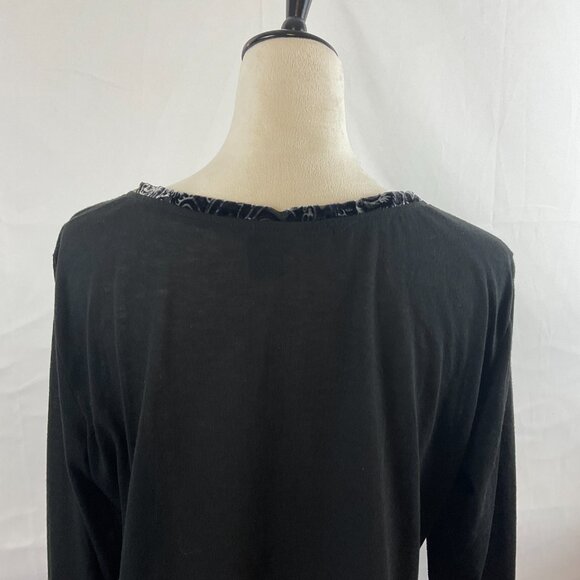 Aratta Silent Gourney Top XL Black Embroidered Purple Green Blue Floral - Picture 10 of 13